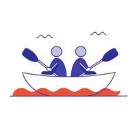 Two people in a boat with paddles vector