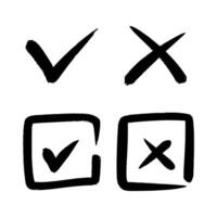 Tick and cross signs. Checkmark OK and X icons. vector