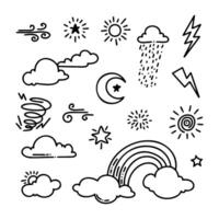 Illustration set of weather doodle elements, for design purposes vector