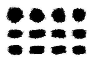 Black Distress Brushes. Grunge Texture. Splash Banner. vector