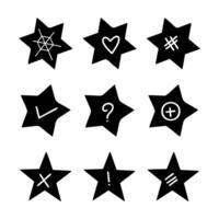 Collection of illustrations of stars with various shapes isolated on white background vector