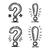 Doodle Question Mark and Exclamation Mark, Sign and Symbol for Design Elements, Presentations or Websites. vector
