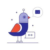 A bird with a speech bubble and a robot vector