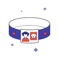 A dog collar with a picture of a dog and a heart vector