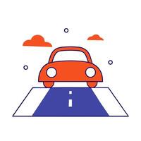 Car driving on the road with clouds and clouds vector