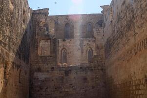 Exploring ancient ruins under the bright Mediterranean sun in an Egyptian archaeological site photo