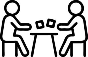 Two people sitting at a table playing cards vector
