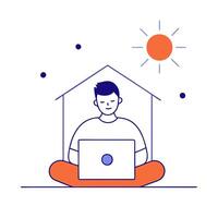 Man working from home illustration vector