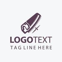 Simple and Bold Hand Saw Logo for Carpentry and Construction Businesses vector