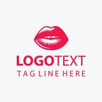 Seductive red lips logo design with a playful tongue. vector