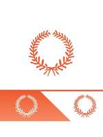 A laurel wreath logo and a white and orange background vector
