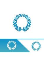 A laurel wreath logo and a blue background vector
