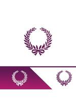 A laurel wreath logo and a purple ribbon vector