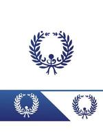 A laurel wreath logo and a blue and white background vector