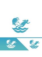 A logo for a swimmer in the ocean vector