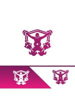 A logo for a gym with a man holding a barbell vector