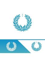 A laurel wreath logo and a blue and white logo vector