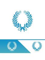 A laurel wreath logo and a blue ribbon vector