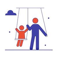 A man and child are swinging on a swing vector
