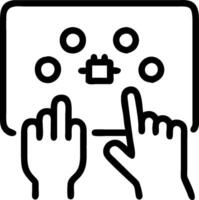 A black and white illustration of two hands touching a computer vector