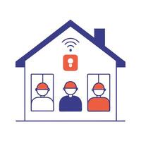 A house with people in it and a wifi symbol vector