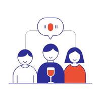 People with wine glasses and speech bubbles vector