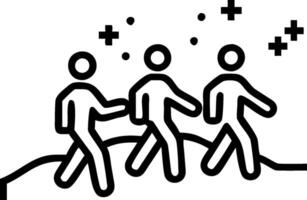 A black and white drawing of three people walking vector