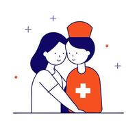 An illustration of a nurse and patient vector