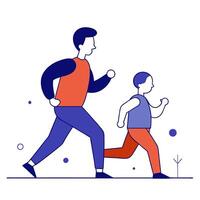 A man and a child running together vector