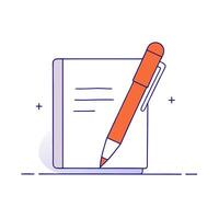 A pen and a notebook on a white background vector