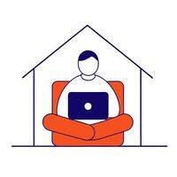 Man working from home illustration vector