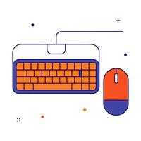 A computer mouse and keyboard are shown on a white background vector