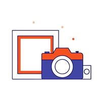 A camera and a frame on a white background vector
