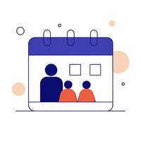A calendar with people sitting in it vector