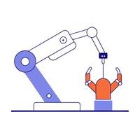A robot is holding a robot arm and a robot arm vector
