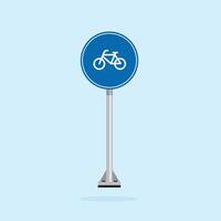 road sign icon, warning for bikes and cyclists on blue round board. suitable for poster use and web icon vector