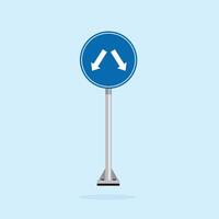 road sign icon, road divider Front on blue circle round board. suitable for poster use and web icon vector