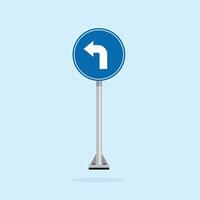 road sign icon, road ahead curves side on blue round board. suitable for poster use and web icon vector
