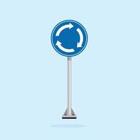 road sign icon, roundabout ahead on blue round board. suitable for poster use and web icon vector