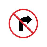 Road sign icon, No Turning. suitable for poster use and web icons vector