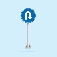 road sign icon, Turn Ahead on blue circle board. suitable for poster use and web icon vector