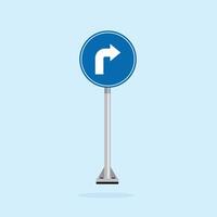 road sign icon, road ahead curves side on blue round board. suitable for poster use and web icon vector