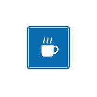 road sign icon, minimalist light refreshment symbol on blue checkered board. suitable for poster and web icon use vector