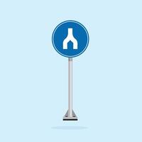 road sign icon, end Divided roadon on blue round board .suitable for poster use and web icon vector