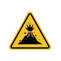 volcanic eruption warning sign on yellow triangle board. Suitable for posters and web icons vector