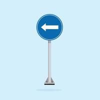 road sign icon, Left Mandatory road on blue round board. suitable for poster use and web icon vector