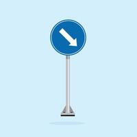 road sign icon, Pass right road only on blue round board. suitable for poster use and web icon vector