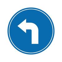 road sign icon, road ahead curves side on blue round board. suitable for poster use and web icon vector
