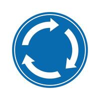 road sign icon, roundabout ahead on blue round board. suitable for poster use and web icon vector
