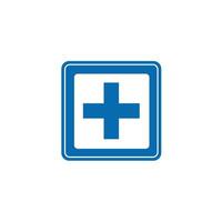 road sign icon, fisrt aid post symbol in blue checkered board. suitable for poster and web icon use vector